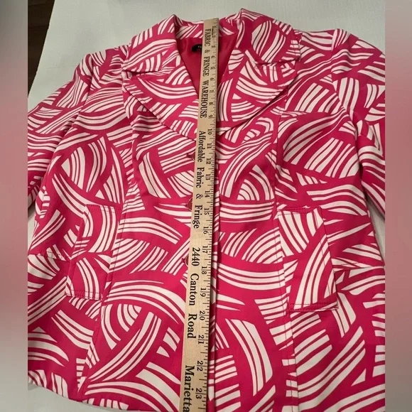 RAFELLA PINK AND WHITE DESIGN SIZE LARGE BLAZER/NOTCHED COLLAR   SINGLE BREASTED - Picture 6 of 8